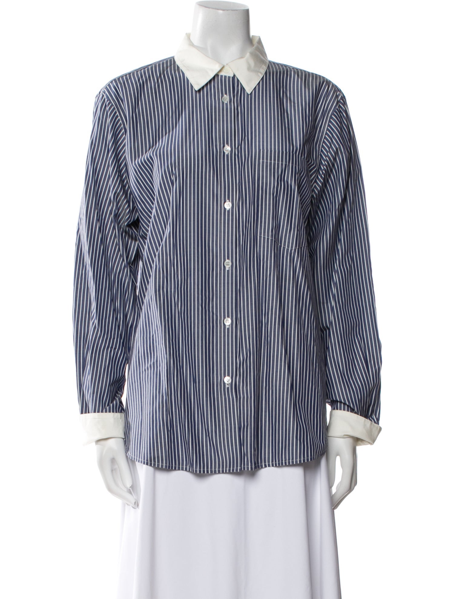 La Ligne Striped Long Sleeve Button-Up Top